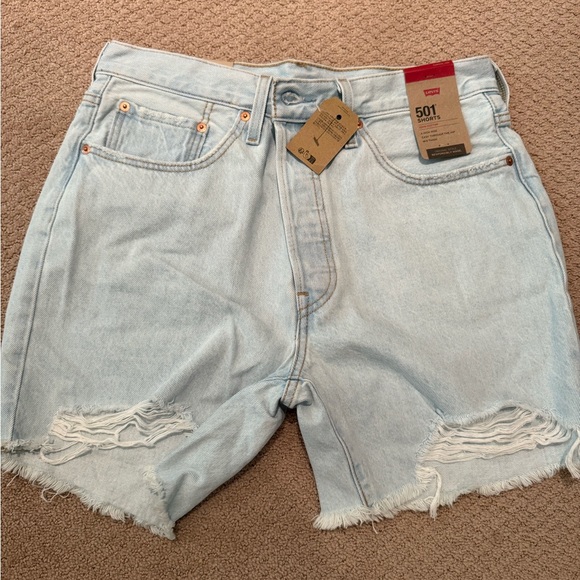 Levi's Sky Blue 501 Cotton Shorts - Picture 1 of 4